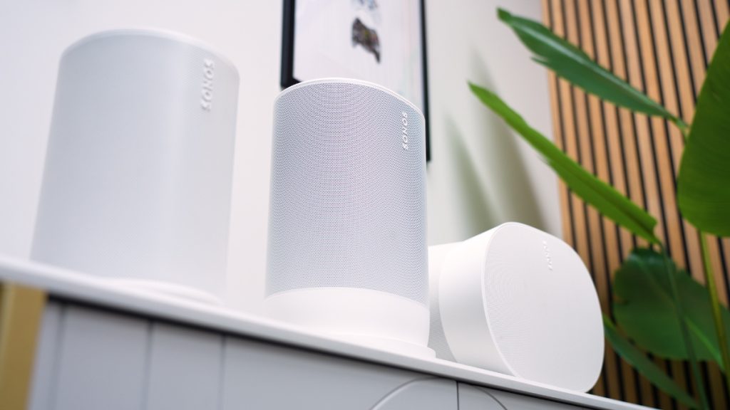 Sonos Move 2 Side by Side with Sonos Era 100 and Sonos Era 300