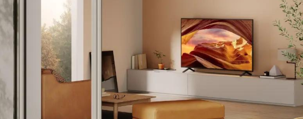 TV in living room on white media unit