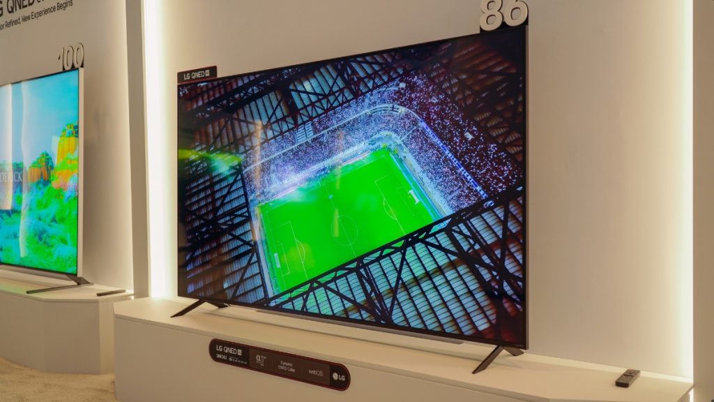 LG QNED82 TV on show at CES